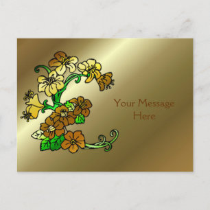 Design der Blume Gold und Braun Postkarte