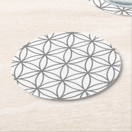 Design der Blume Grau und Weiß Runder Pappuntersetzer