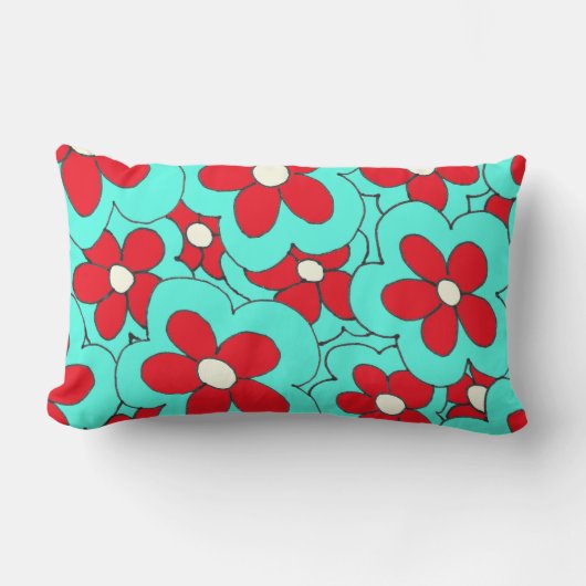Design der Blume Rot und Blau Lendenkissen (Vorderseite)