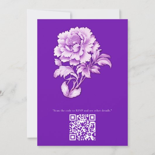 Design der Blume Weiß/violett Einladung (Rückseite)