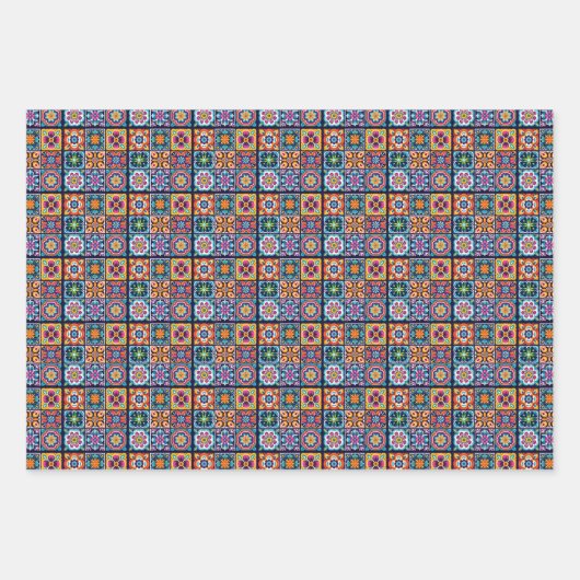 Design der Blumenmosaikfliesen 8 Geschenkpapier Set (Vorderseite 3)