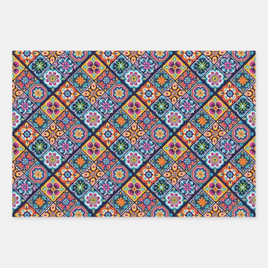 Design der Blumenmosaikfliesen 8 Geschenkpapier Set (Vorderseite 2)