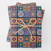 Design der Blumenmosaikfliesen 8 Geschenkpapier Set (Beispiel)