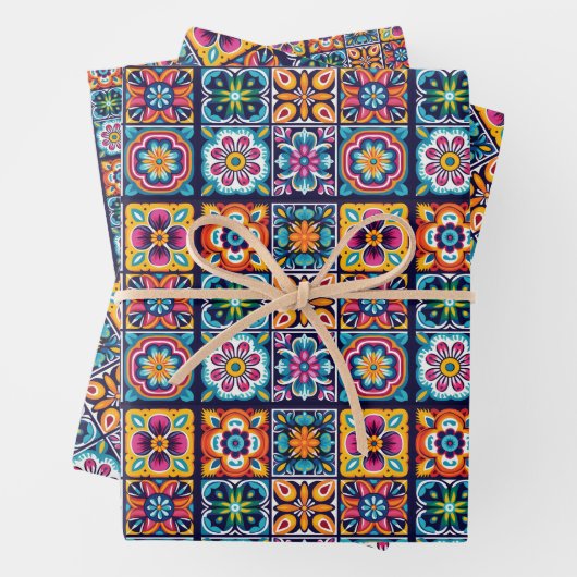Design der Blumenmosaikfliesen 8 Geschenkpapier Set (Beispiel)
