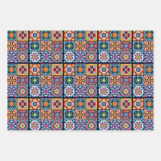 Design der Blumenmosaikfliesen 8 Geschenkpapier Set (Vorderseite)