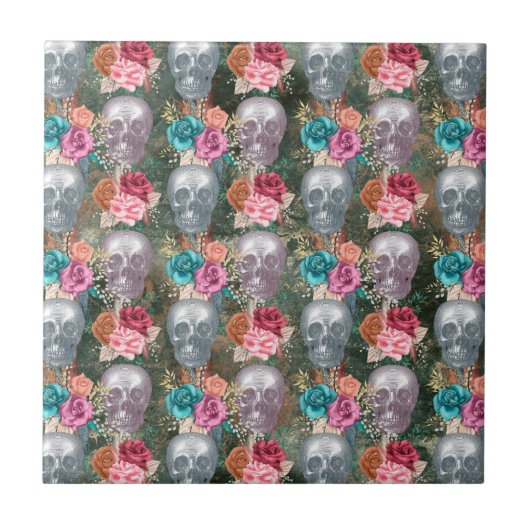 Design der Boho Skull-Serie 10 Fliese (Vorderseite)