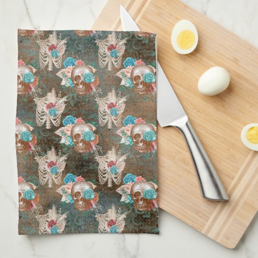 Design der Boho Skull-Serie 13 Geschirrtuch (Viertel Falte)