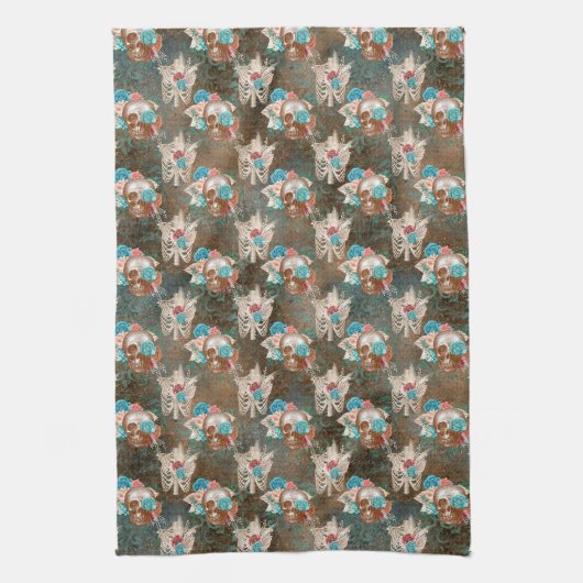 Design der Boho Skull-Serie 13 Geschirrtuch (Vertikal)