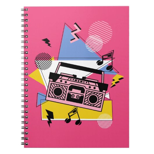 Design der Boombox im Retro-Stil Notizblock (Vorderseite)