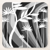 Design der botanischen Pflanze Schwarz/Weiß Rechteckiger Pappuntersetzer (Vorderseite)