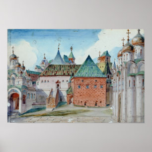 Design der Bühne für die Oper von Modest Mussorgsk Poster