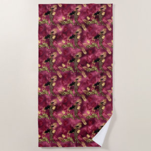 Design der Burgundy- und Gold Leopard-Serie 10 Strandtuch