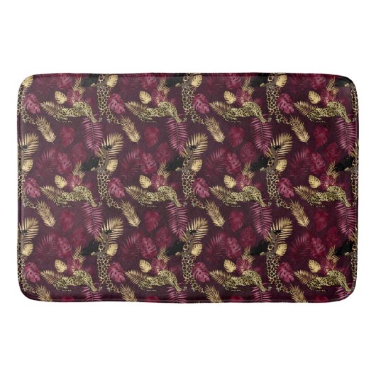 Design der Burgundy- und Gold Leopard-Serie 12 Badematte (Vorderseite)