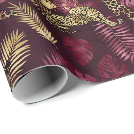 Design der Burgundy- und Gold Leopard-Serie 12 Geschenkpapier (Rolleneckpunkt)