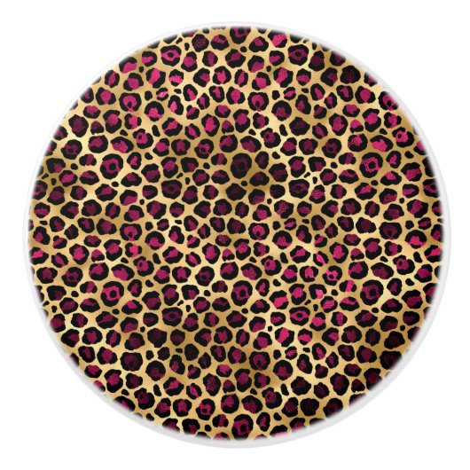 Design der Burgundy- und Gold Leopard-Serie 2 Keramikknauf (Vorderseite)