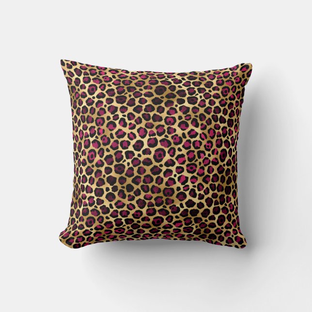 Design der Burgundy- und Gold Leopard-Serie 2 Kissen (Vorderseite)