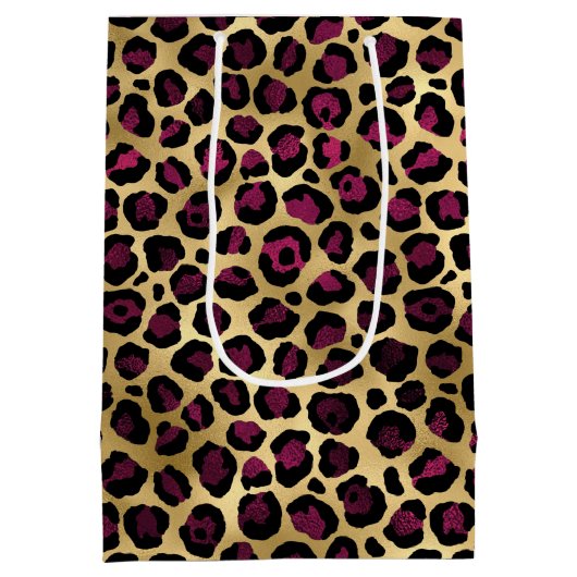 Design der Burgundy- und Gold Leopard-Serie 2 Mittlere Geschenktüte (Rückseite)