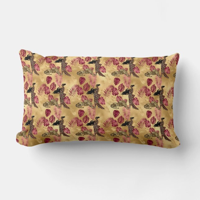 Design der Burgundy- und Gold Leopard-Serie 4 Lendenkissen (Vorderseite)