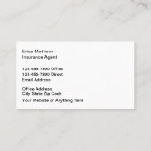 Design der Business Card für Agent der klassischen Visitenkarte (Rückseite)