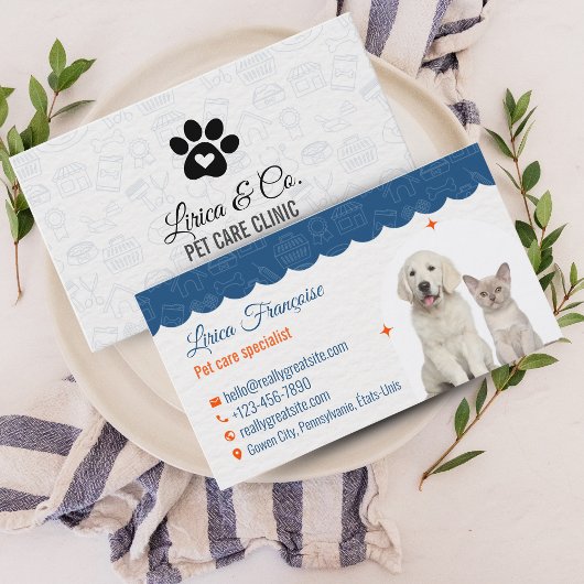 Design der Business Card für die White & Blue Pet Visitenkarte