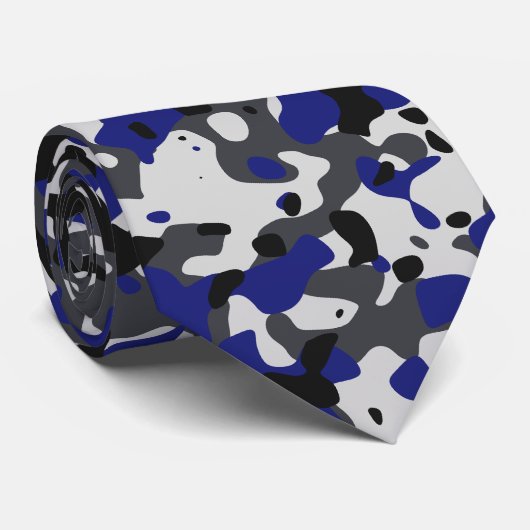 Design der Camouflage Blau, Schwarz, Grau Krawatte (Gerollt)
