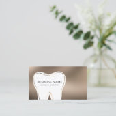Design der Dental Beige & Gold Business Card Visitenkarte (Stehend Vorderseite)