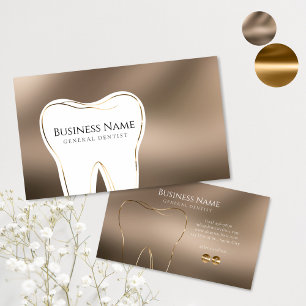 Design der Dental Beige & Gold Business Card Visitenkarte