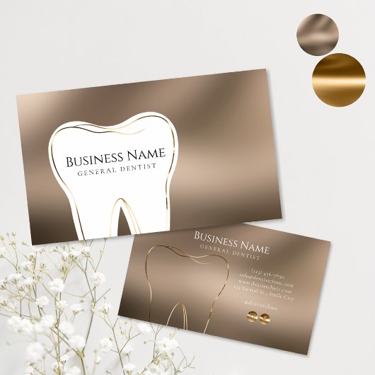 Design der Dental Beige & Gold Business Card Visitenkarte