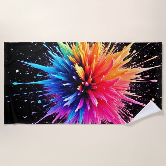 Design der dynamischen Farbexplosion Strandtuch (Vorderseite)