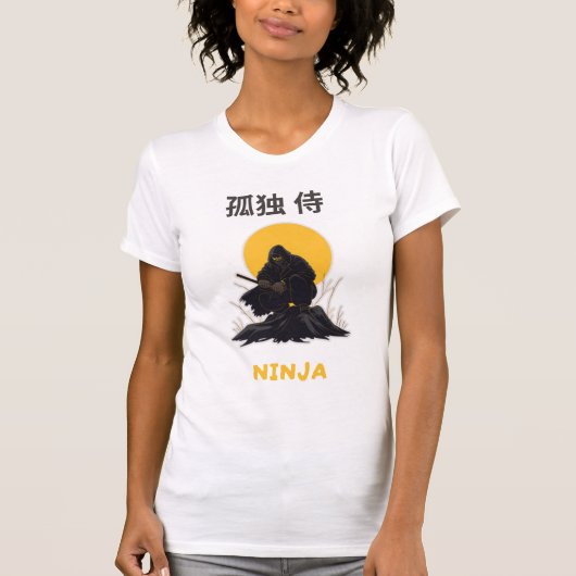 Design der einsamen Ninja-Samurai-Kunst T-Shirt (Vorderseite)