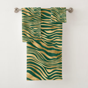 Design der Emerald- und Gold-Safari-Serie 4 Badhandtuch Set