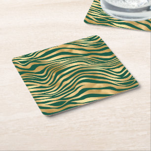 Design der Emerald- und Gold-Safari-Serie 4 Rechteckiger Pappuntersetzer