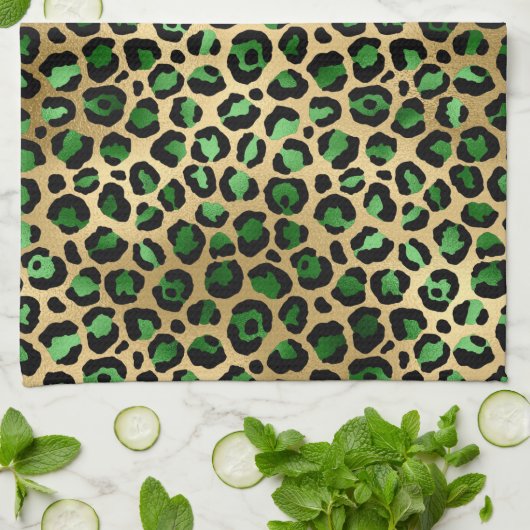 Design der Emerald- und Gold-Safari-Serie 8 Geschirrtuch (Gefaltet)