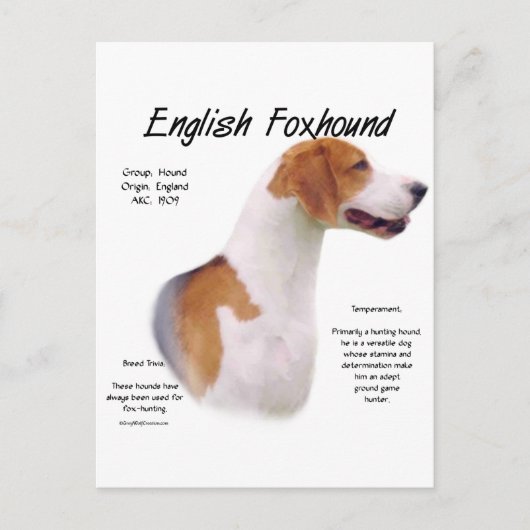 Design der englischen Foxhound-Geschichte Postkarte (Vorderseite)