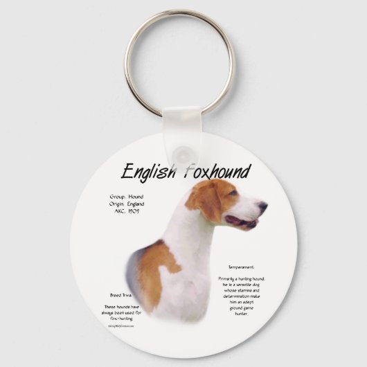 Design der englischen Foxhound-Geschichte Schlüsselanhänger (Vorderseite)