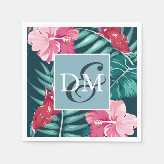 Design der exotischen Sommermonogramm-Blume Serviette (Vorderseite)