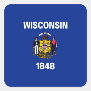 Design der Flagge des US-Bundesstaates Wisconsin Quadratischer Aufkleber
