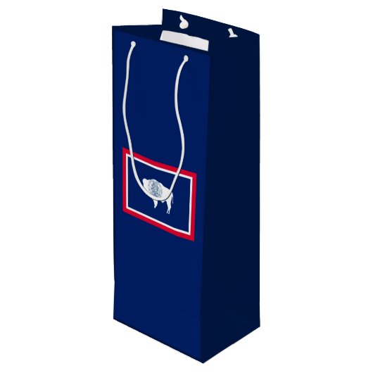 Design der Flaggen des Wyoming-Zustands Geschenktüte Für Weinflaschen (Rückseite Schrägansicht)