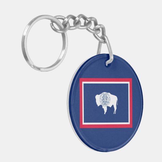 Design der Flaggen des Wyoming-Zustands Schlüsselanhänger (Vorderseite links)