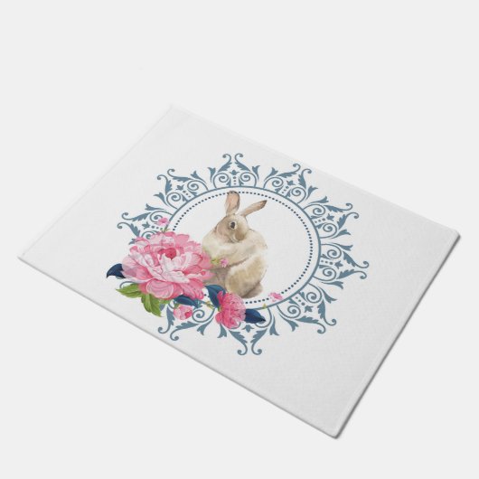 Design der Floral Oaster Kaninchen Fußmatte (Schrägansicht)