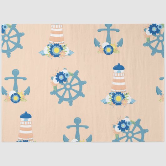 Design der floralen nautischen Serie 4 Seidenpapier (Vorderseite)