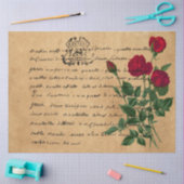 Design der französischen Handschrift und Rote Rose Seidenpapier (Basteln)
