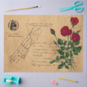 Design der französischen Handschrift und Rote Rose Seidenpapier (Basteln)