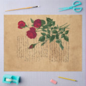 Design der französischen Handschrift und Rote Rose Seidenpapier (Basteln)