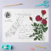 Design der französischen Handschrift und Rote Rose Seidenpapier (Basteln)