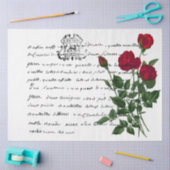 Design der französischen Handschrift und Rote Rose Seidenpapier (Basteln)