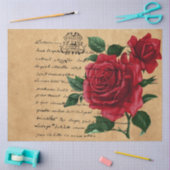 Design der französischen Handschrift und Rote Rose Seidenpapier (Basteln)