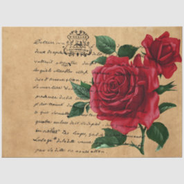 Design der französischen Handschrift und Rote Rose Seidenpapier