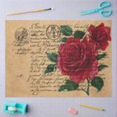 Design der französischen Handschrift und Rote Rose Seidenpapier (Basteln)