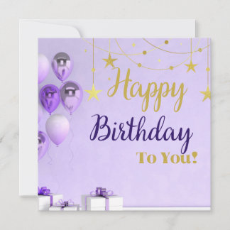 Design der Geburtstagskarte lila und Gold Happy Einladung